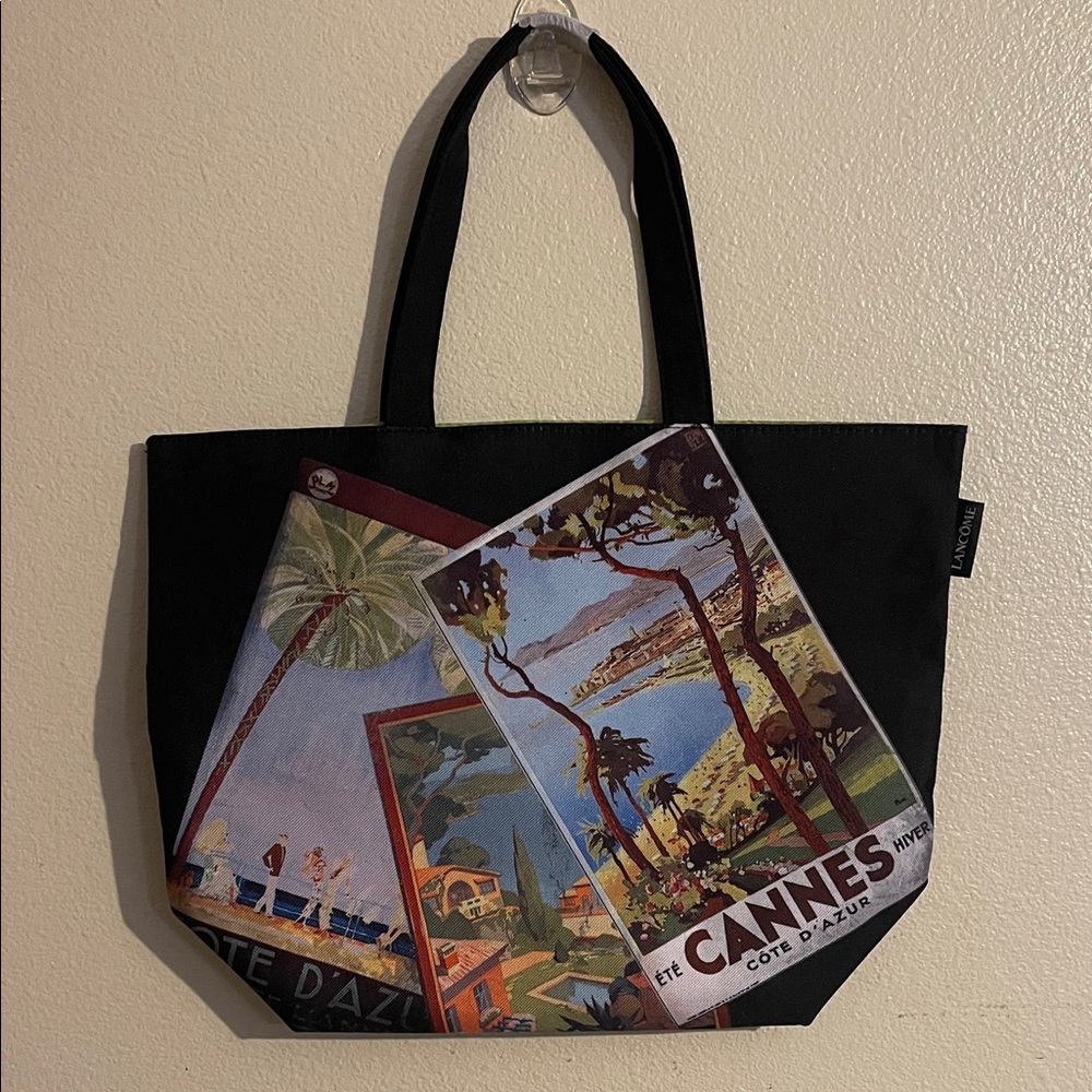 Lancome Black Tote with Scenic Print